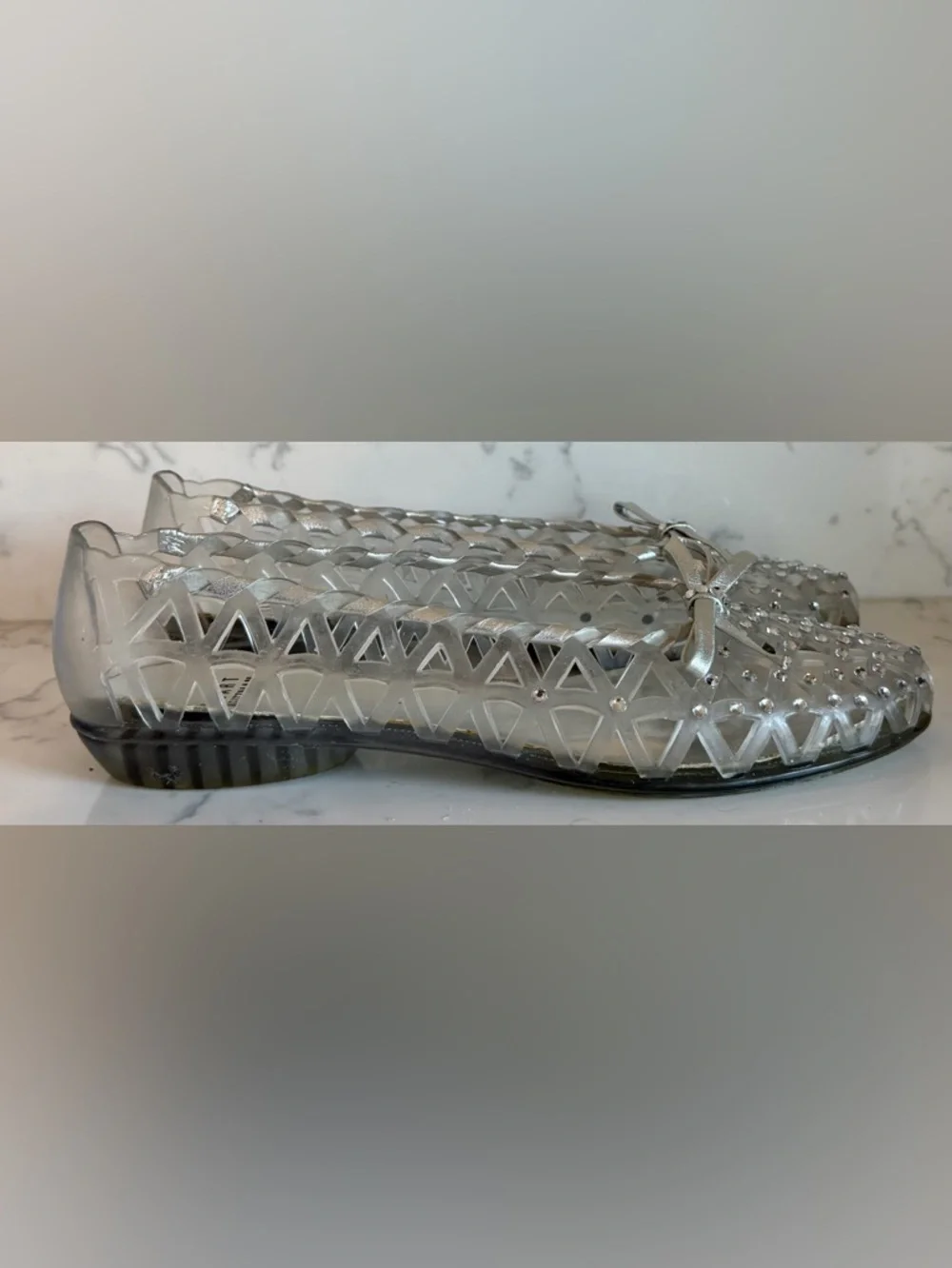 Stuart Weitzman Rhinestone Jelly Ballerina Flats women’s Size 7